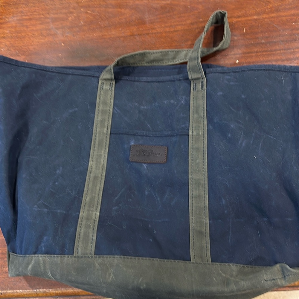 LL Bean waxed canvas beach tote